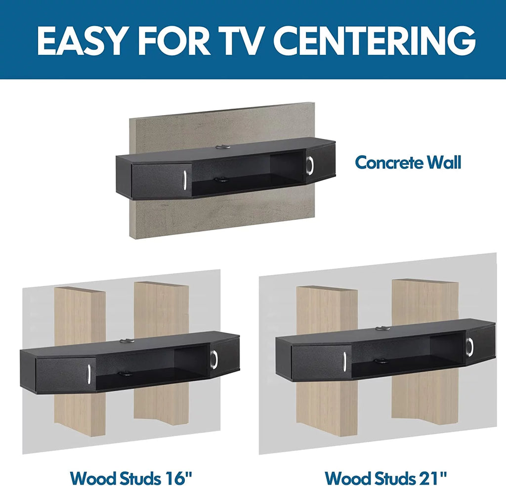 Floating TV Stand with LED Lights and Storage Cabinets G67148