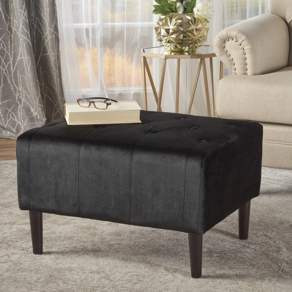 Black and Dark Brown Velvet Ottoman W8165