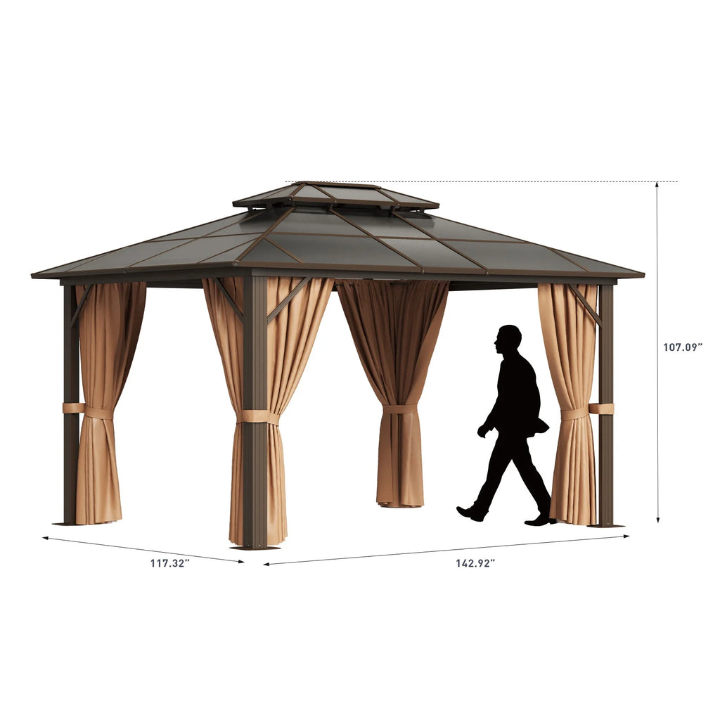 10 ft. x 12 ft. Hardtop Gazebo with Curtain and Netting F658