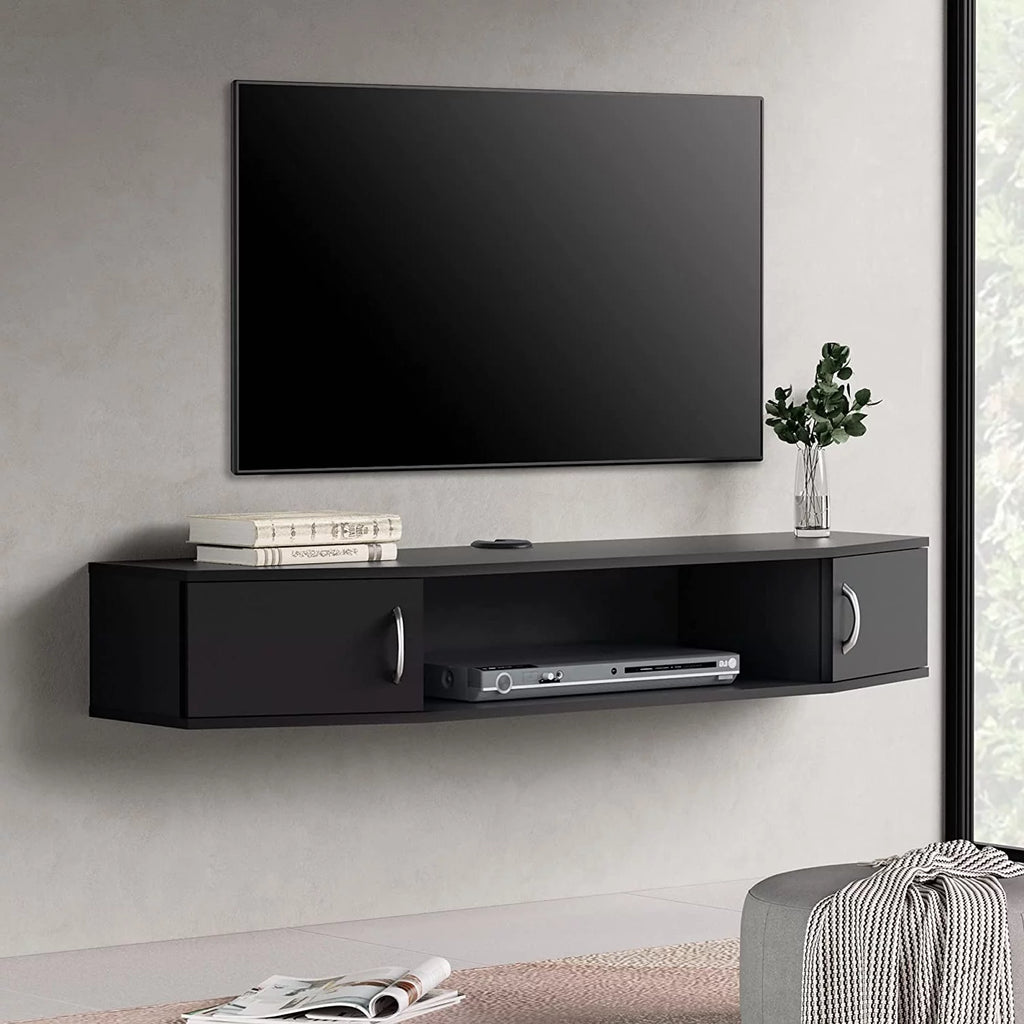 Floating TV Stand with LED Lights and Storage Cabinets G67148