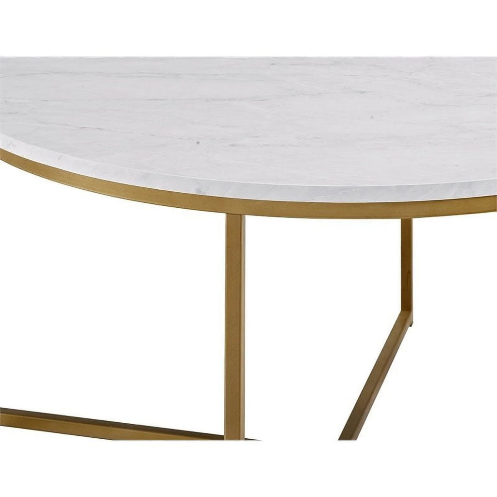 Round Marble Top Coffee Table in Gold T50877