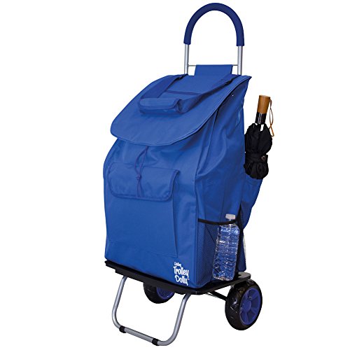 Blue Folding Grocery Cart with 3 Wheels O6393