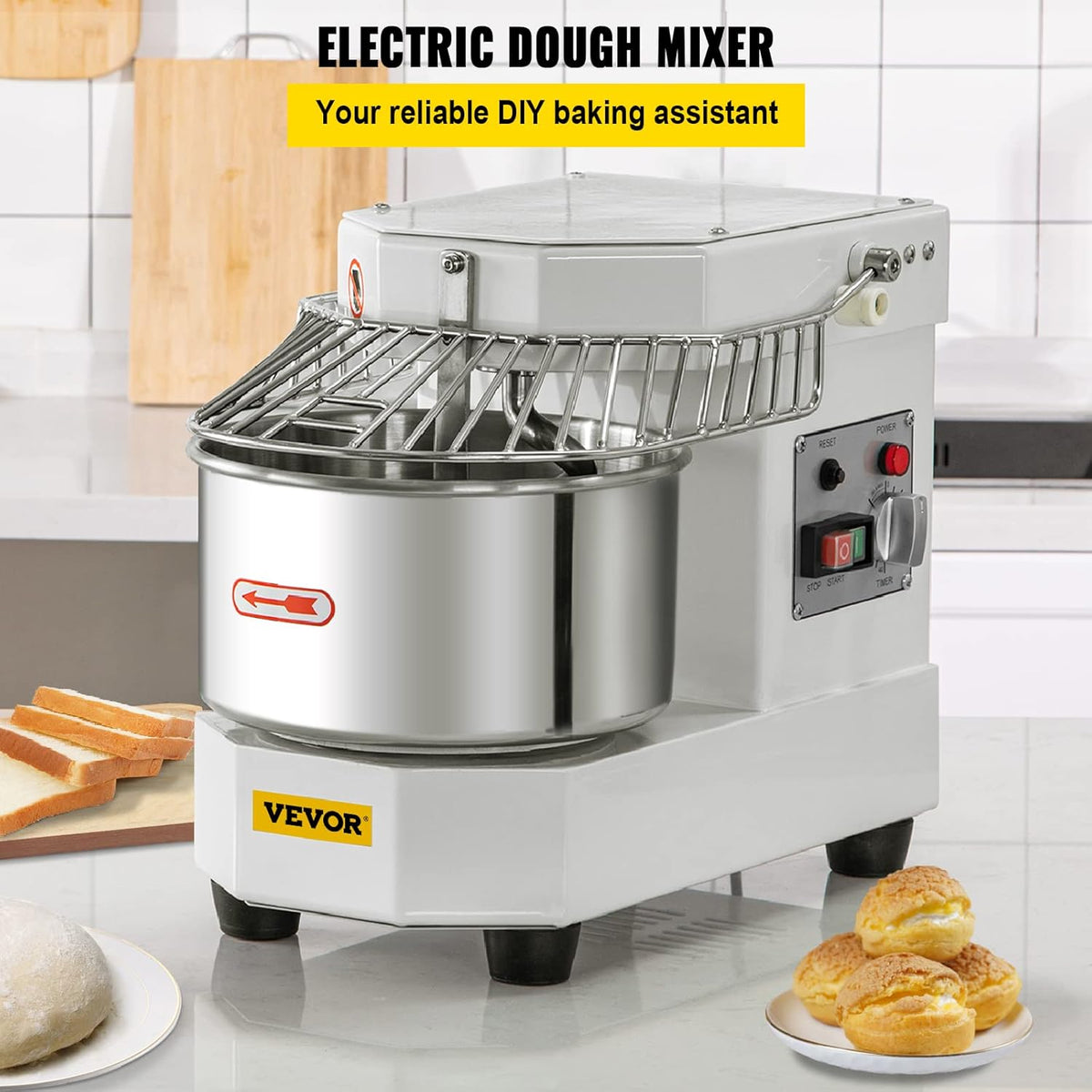 7.3Qt 450W Dual Rotating Dough Kneading Machine with Food-grade Stainless Steel Bowl N183