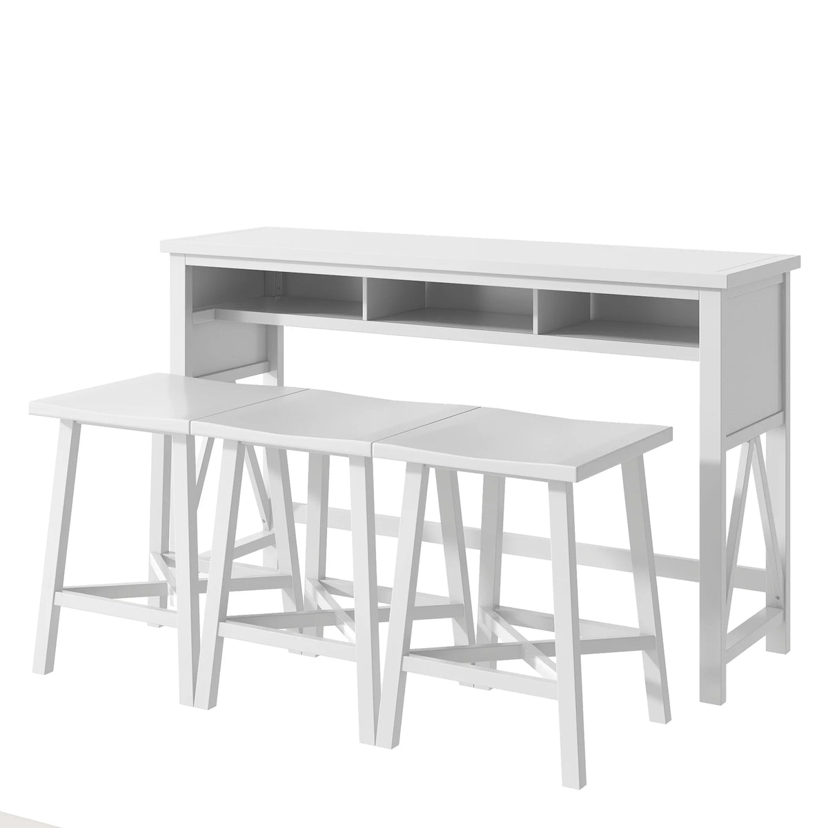60" 4-Piece Counter Height Dining Table Set with 3 Stools C6935