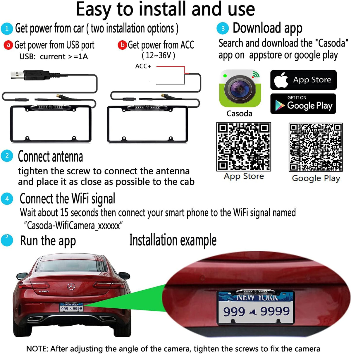 Wireless License Plate Backup Camera with Infrared Night Vision O542777