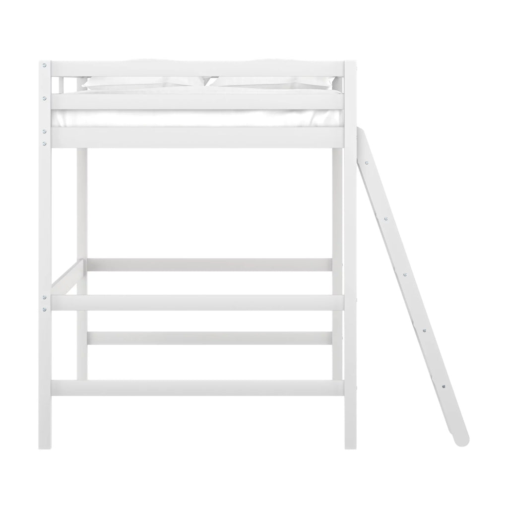 White Wood Full Loft Bunk Bed with Ladder M639
