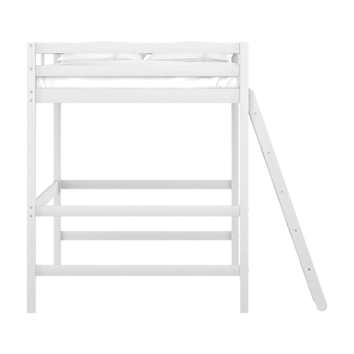 White Wood Full Loft Bunk Bed with Ladder M639