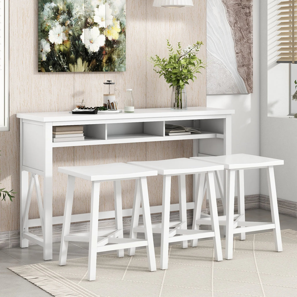 60" 4-Piece Counter Height Dining Table Set with 3 Stools C6935