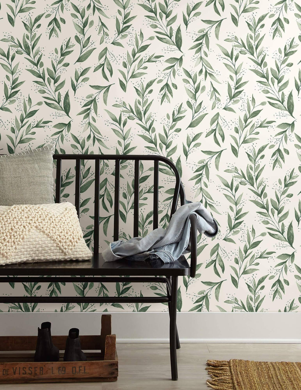 Olive Branch Botanical Pre-Pasted Wallpaper F765
