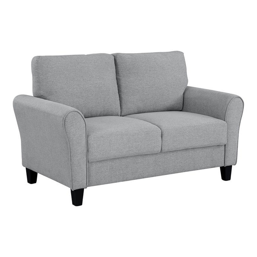 Transitional Solid Wood and Polyester Love Seat in Dark Gray/Black Y786