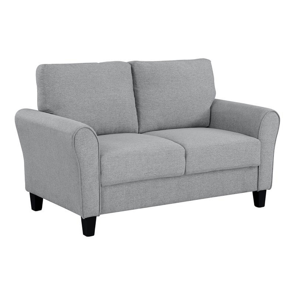 Transitional Solid Wood and Polyester Love Seat in Dark Gray/Black Y786