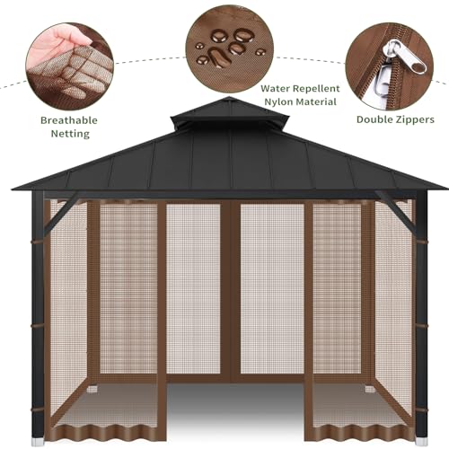 10' x 10' 4-Panel Sidewall Mosquito Netting with Zippers (Black) Z539