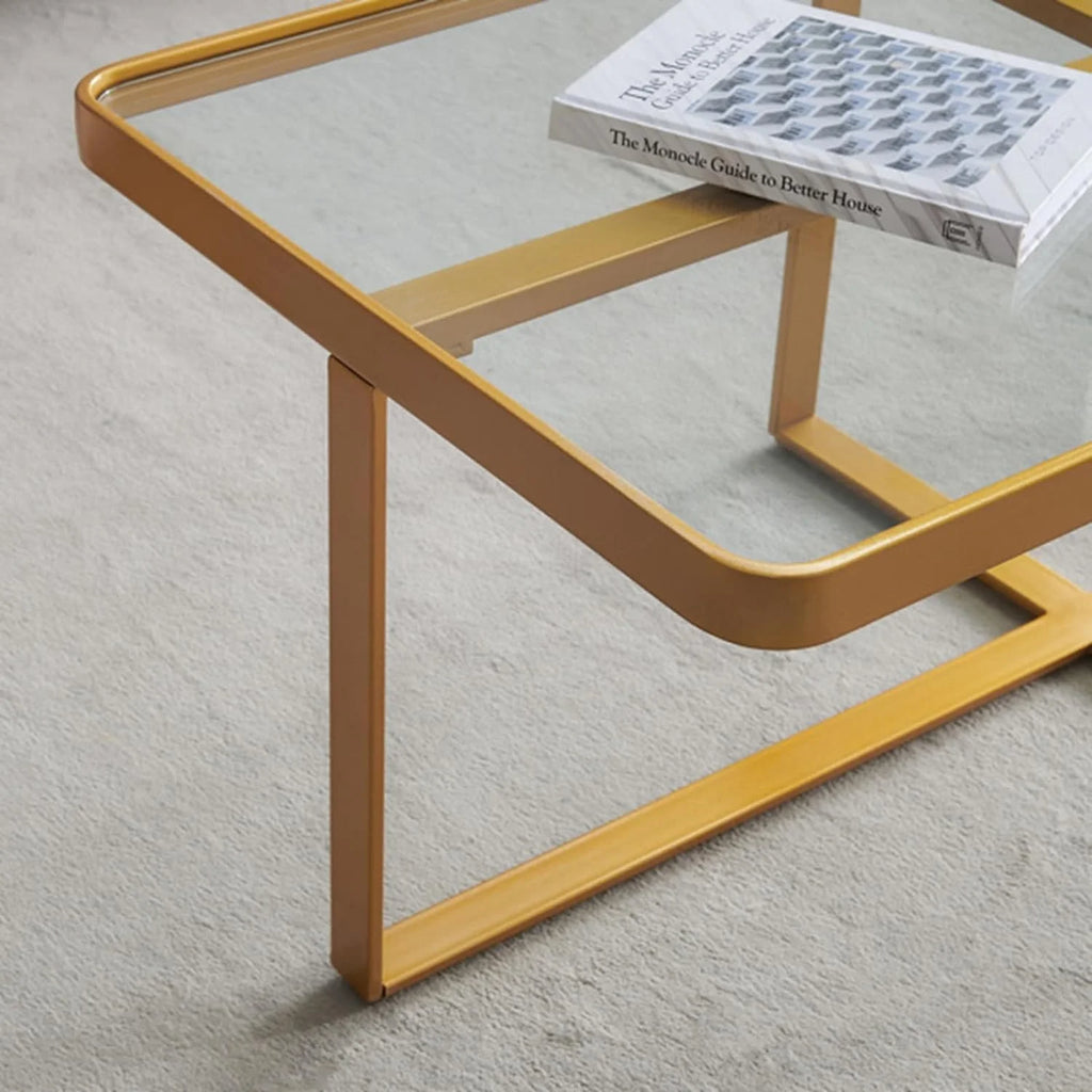 Rectangle Coffee Table with Tempered Glass Tabletop B9052