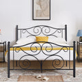 Metal Platform Bed Frame with Victorian Headboard and Footboard, Full Size, Black M718