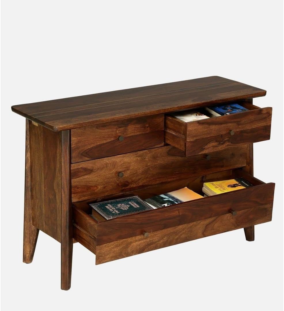 Mango Wood Chest of 4 Drawer Teak Finish Cabinet Storage Units Z27293