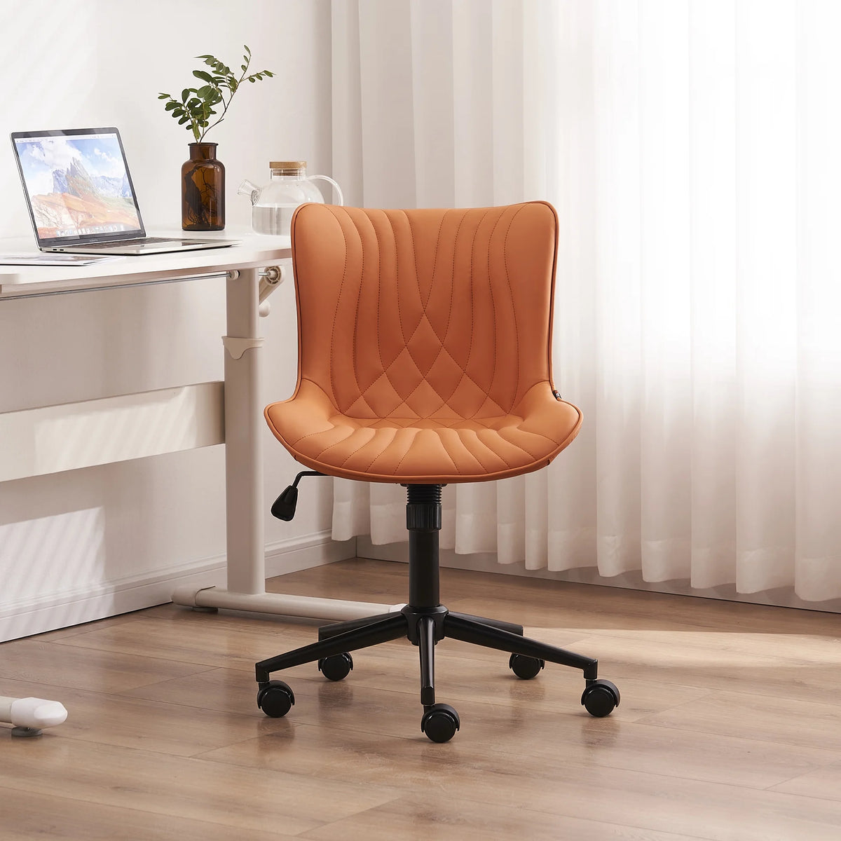 Camel PU Adjustable Ergonomic Office Chair with Wheels H534759