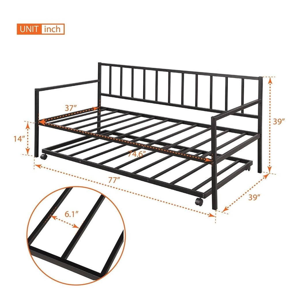 Twin-size Metal Daybed with Trundle I583