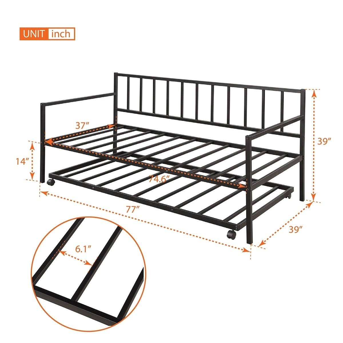 Twin-size Metal Daybed with Trundle I583