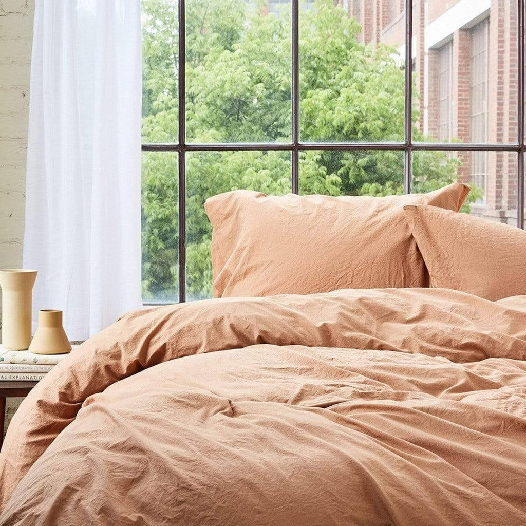 Organic Crinkled Percale Duvet Cover King Pewter K234562