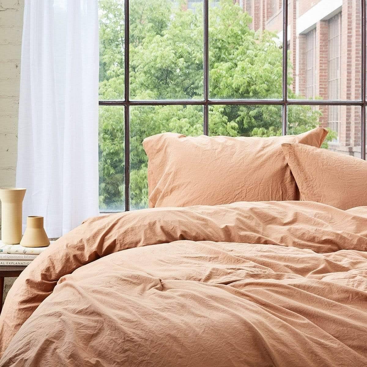 Organic Crinkled Percale Duvet Cover King Pewter K234562