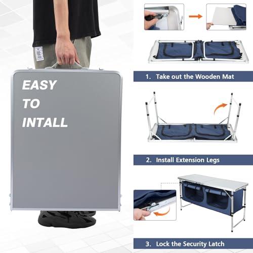 Folding Camping Table with Storage M66275