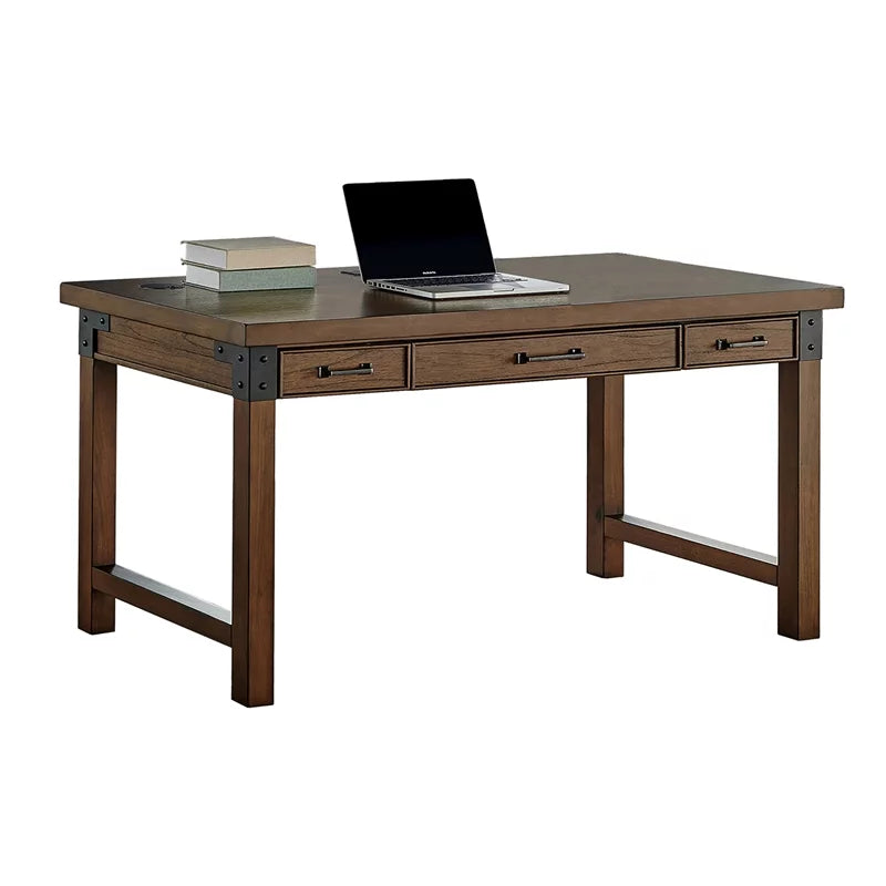 Rustic Wood Writing Desk with Power Center Brown G32425