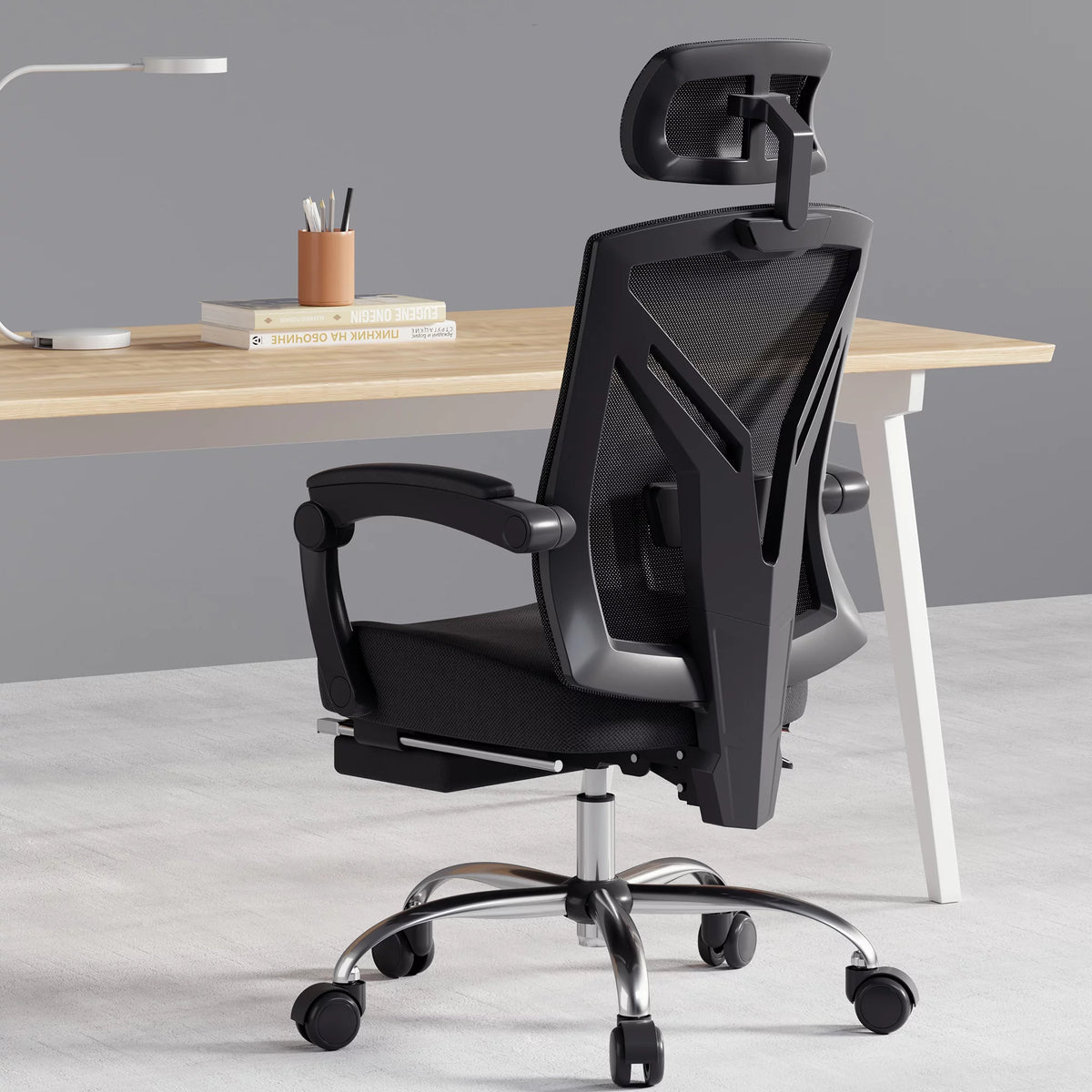 Black Ergonomic Recliner Chair with Lumbar Support and Footrest O701413