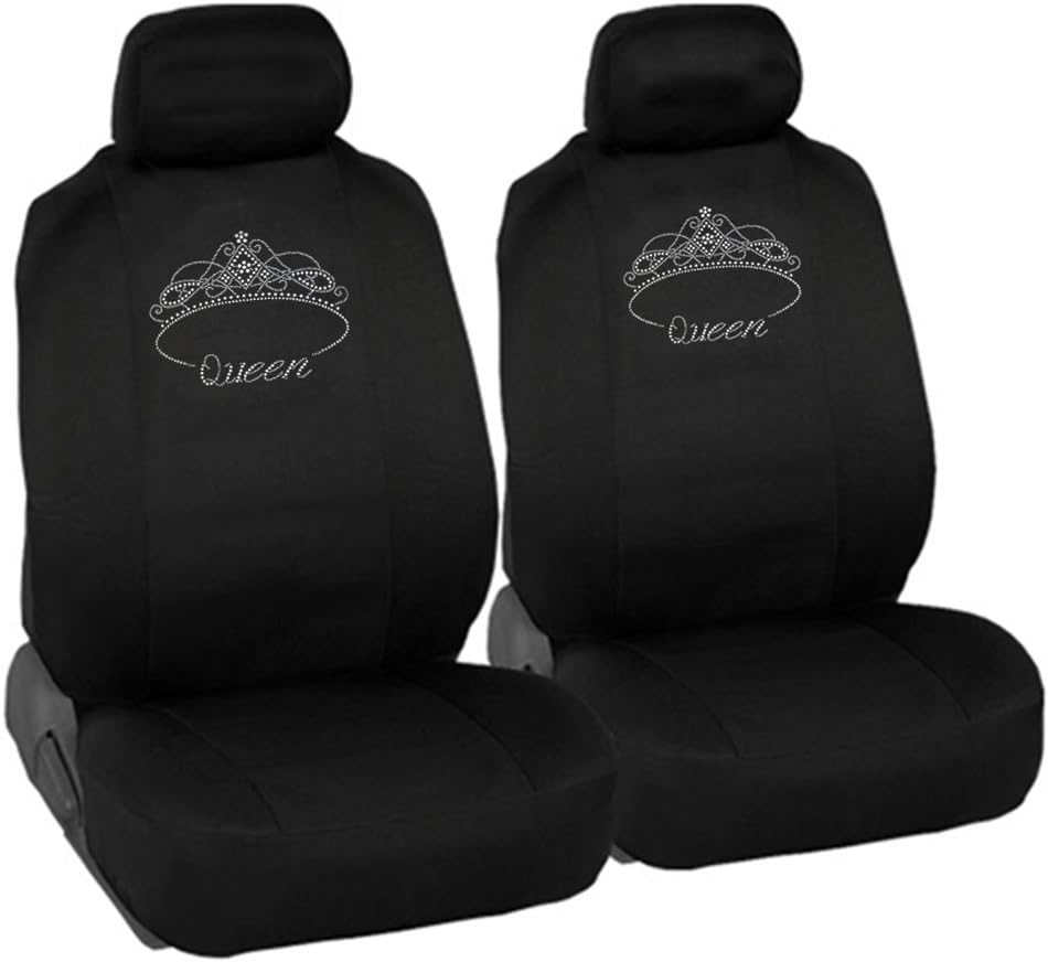 Queen Crown Crystal Diamond Bling Rhinestone Studded Car Seat Covers Set E175438