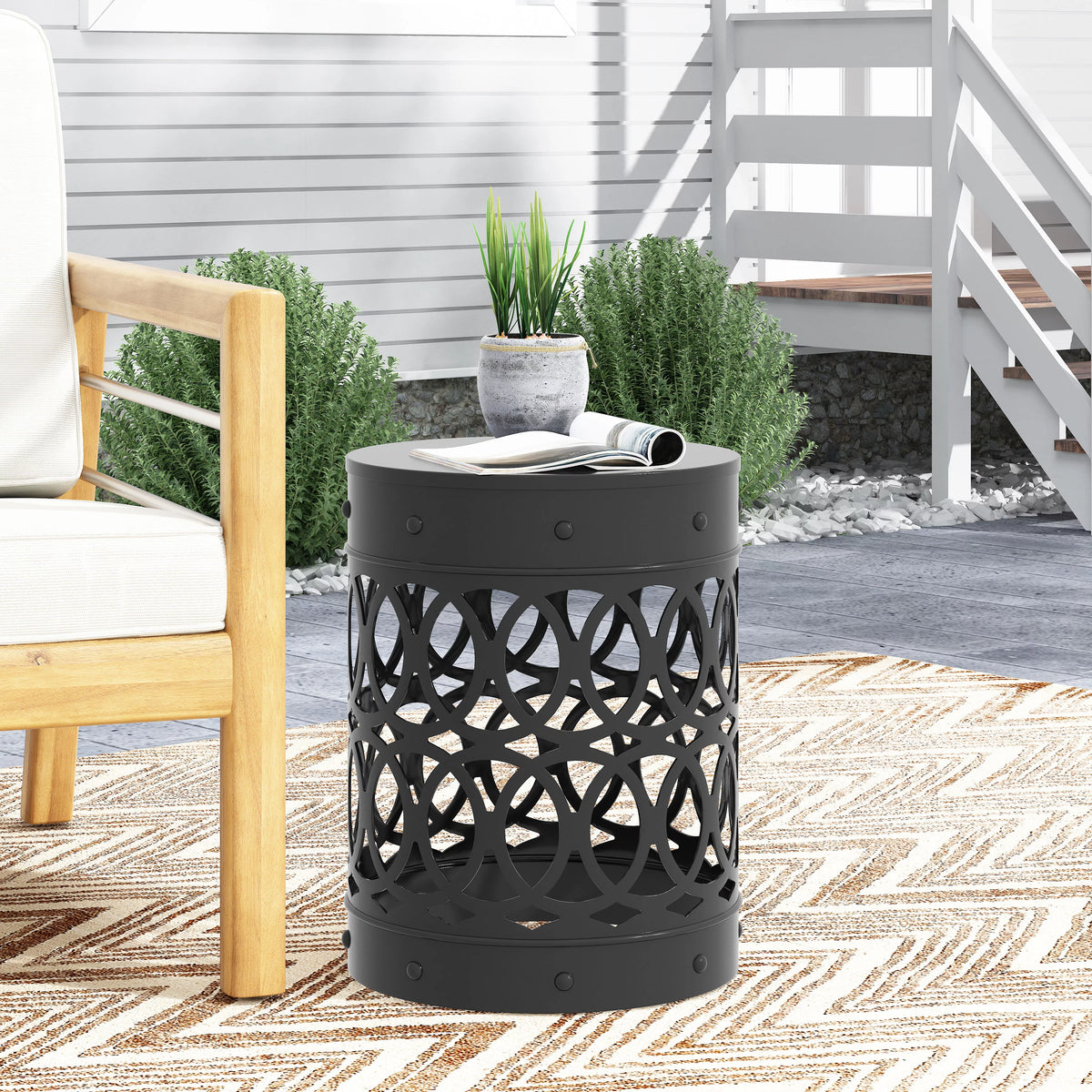 Black 18 inch Metal Side Table M4452