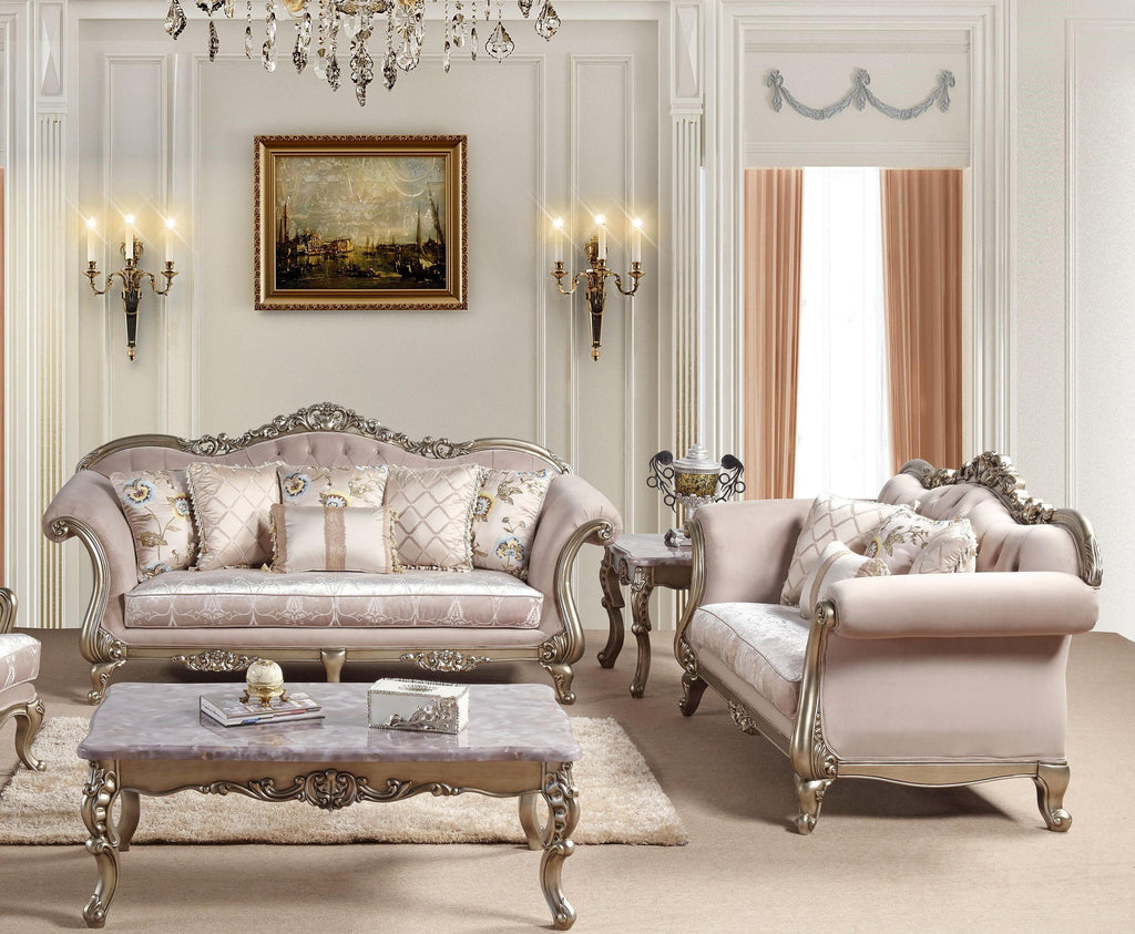 Champagne Wood Sofa Set 2Pcs S844