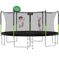 14FT Outdoor Trampoline with Basketball Hoop, Safety Enclosure Net and Ladder K3957