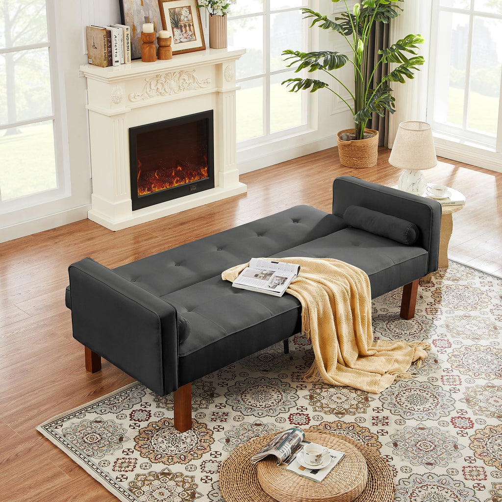 Grey Linen Futon Sofa Bed I1788
