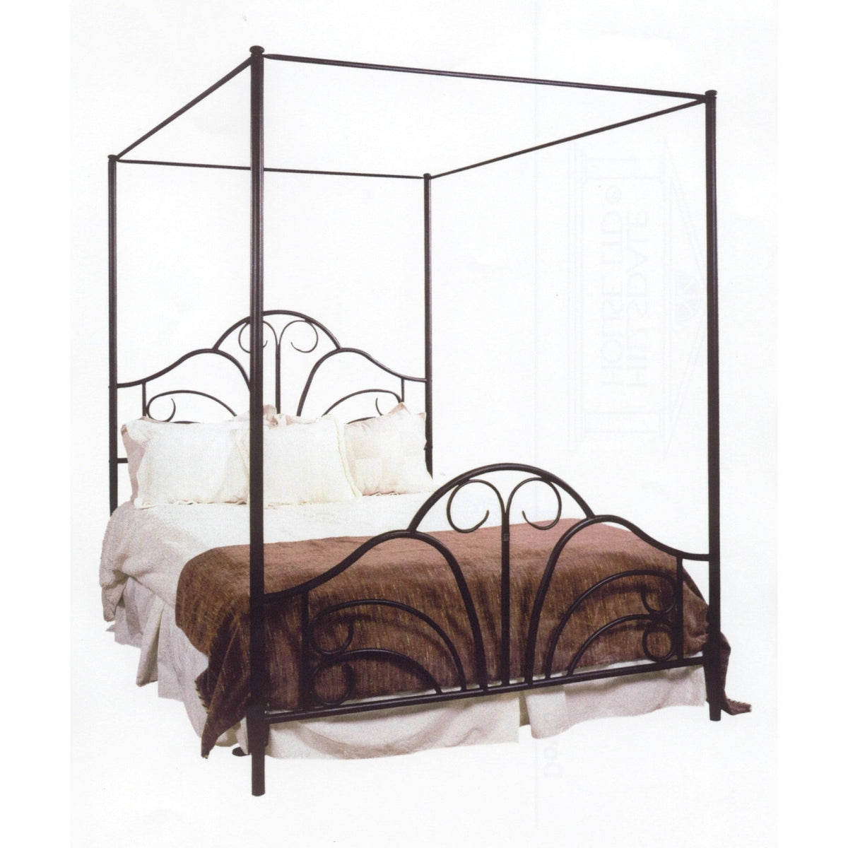 Queen Textured Black Bed Set with Canopy and Legs W37180