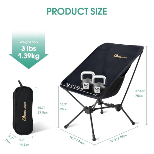 Portable Folding Camping Chair 330 lbs Black S9412
