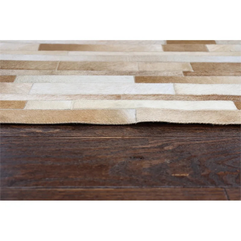 Camel Hair on Hide Leather Area Rug U945