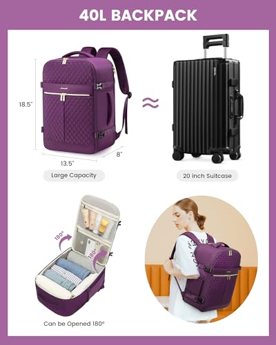40L Waterproof Travel Backpack with 3 Packing Cubes A190642