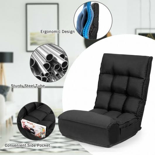 Black Adjustable Folding Floor Chair Sofa F5174