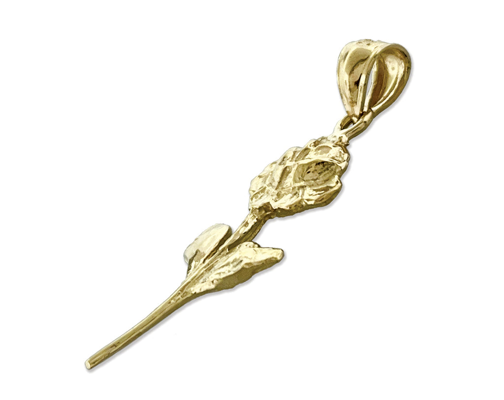 14K Gold Long Stem Rose Pendant C845350