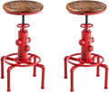 Antique White Solid Wood Industrial Bar Stool (2) D36291