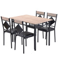 5-Piece Black Tempered Glass Table and 4-Pieces Faux Leather Dining Chairs Set R174