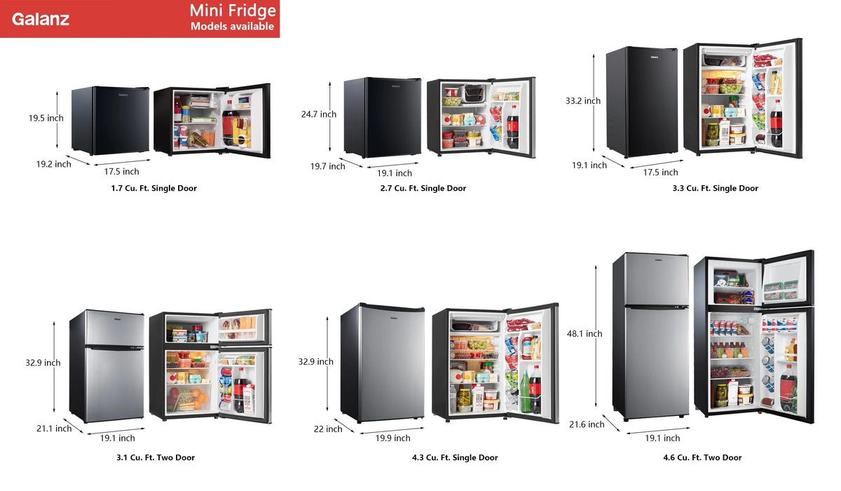 3.3 Cu ft Single Door Mini Fridge, Black H526076