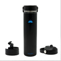 24 Oz Black Stainless Steel Vacuum Insulated Bottle with 3 Lids X820583