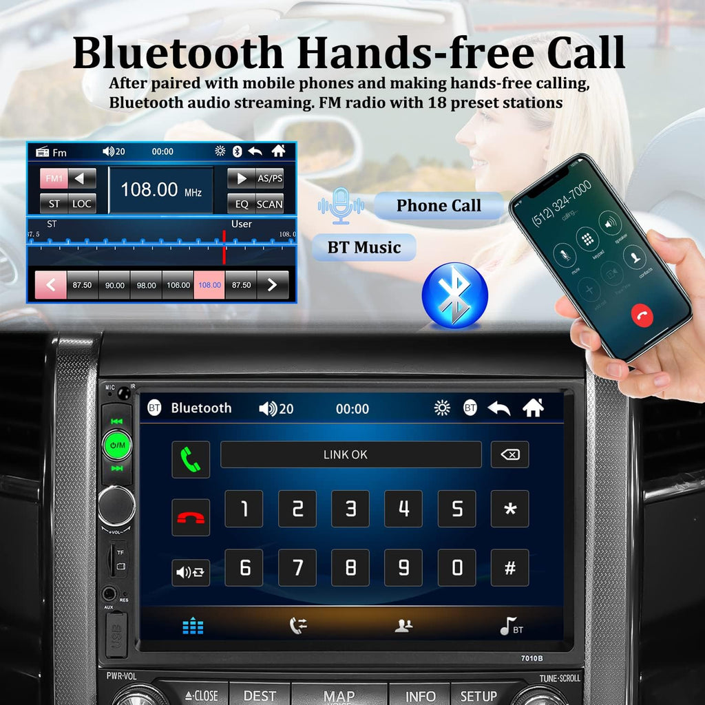 Double Din 7 Inch Touch Screen Bluetooth Car Stereo with Backup Camera G613