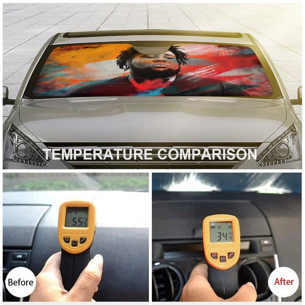 Rod Wave Car Windshield Sunshade Accessories Umbrella Foldable Reflective Sun Visor Front Window Cover Protector J17723