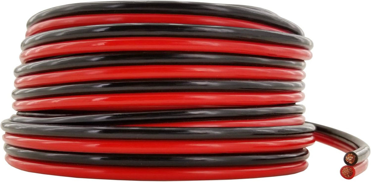 10 AWG 50 Feet Stranded Oxygen Free Copper Red/Black Bonded Zip Cord Cable J53512