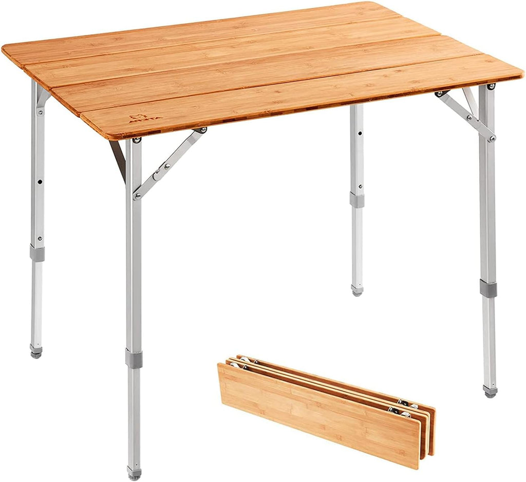 Bamboo Folding Camping Table with Carry Bag H4838