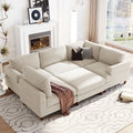 Beige Corduroy Modular Sectional Sofa with Chaise V47411