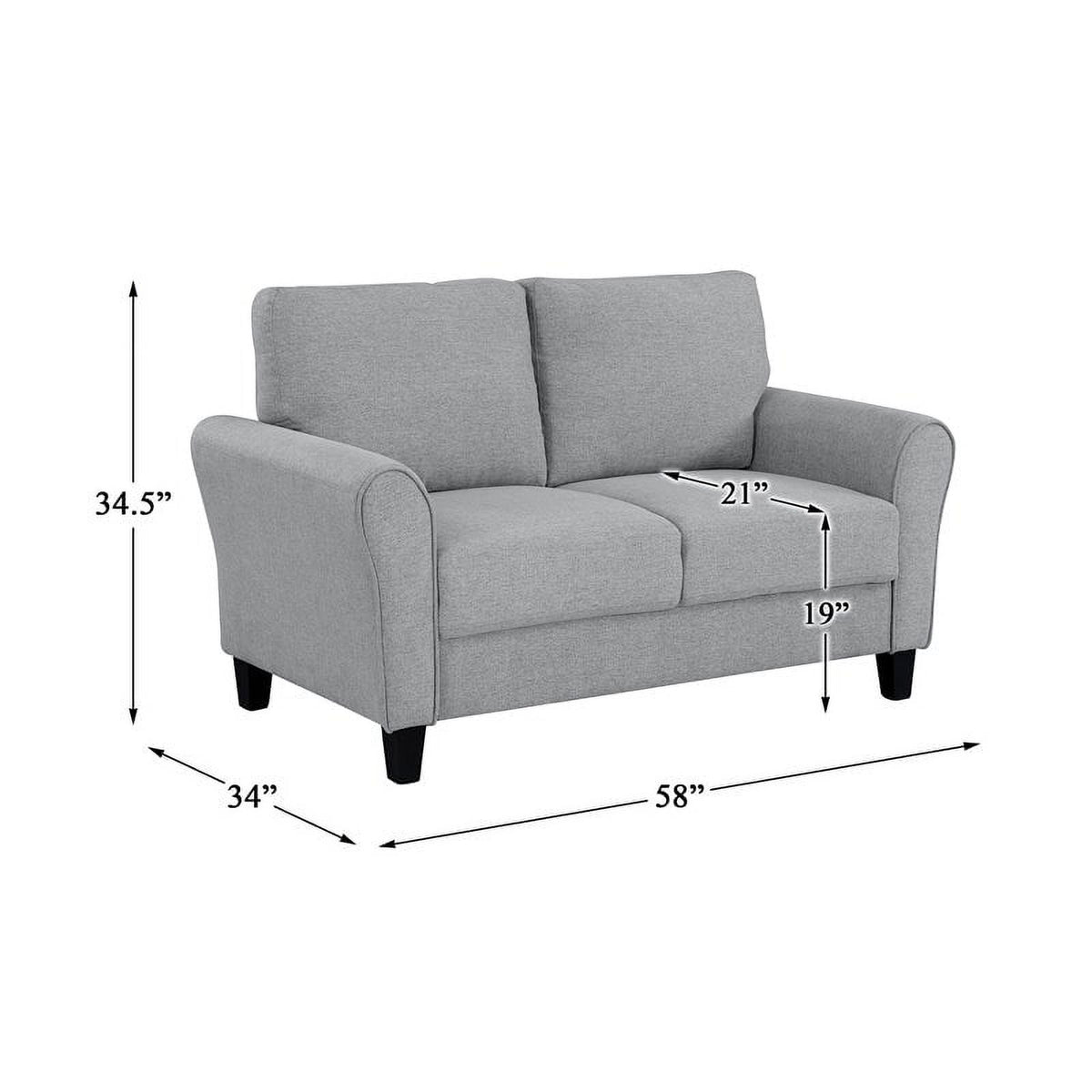 Transitional Solid Wood and Polyester Love Seat in Dark Gray/Black Y786