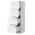 4 Drawer White Wood File Cabinet with Lock T345392