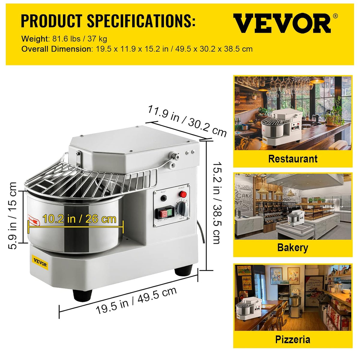 7.3Qt 450W Dual Rotating Dough Kneading Machine with Food-grade Stainless Steel Bowl N183